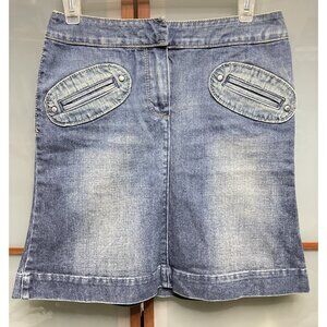 Miss Sixty Vintage Y2K 90s Blue Denim Jean Oval Pocket Trumpet Skirt Italy Small